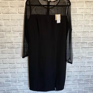Tahari Black Net Sleeves Dress
